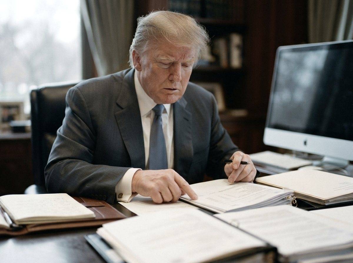 An analyst reviews printed trading disclosure records at a desk.','articletags1':'trump stock trades, financial disclosure, presidential ethics, direct indexing, market volatility','articleexcerpt1':'Trump logged over 21,000 trades in 2025 across eight accounts worth up to 1.86 billion dollars, with clustering and cross account conflicts fueling scrutiny of his blind trust claims.','metadescription1':'Trump made 21,000+ trades in 2025 worth up to 1.86 billion dollars, raising questions about his